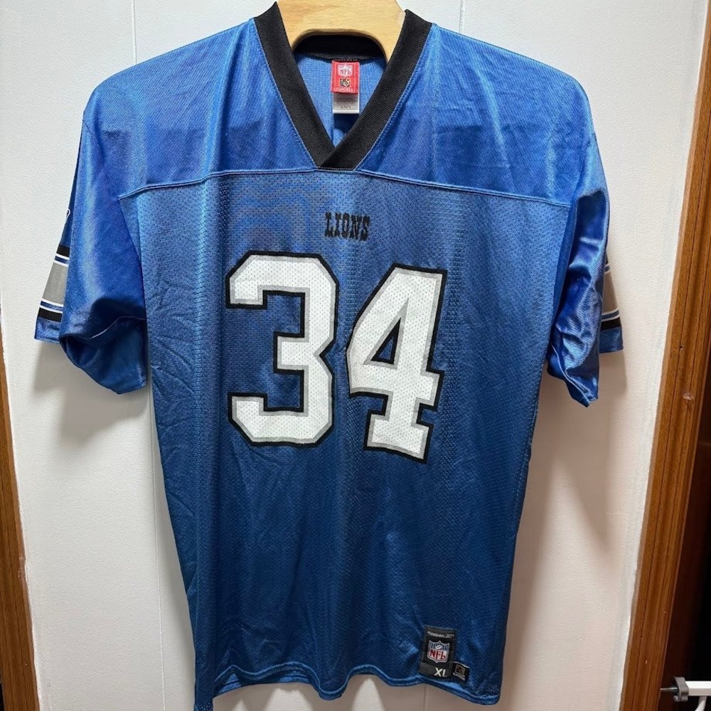 Reebok Detroit Lions #34 NFL Football Jersey Size XL Blue Vintage